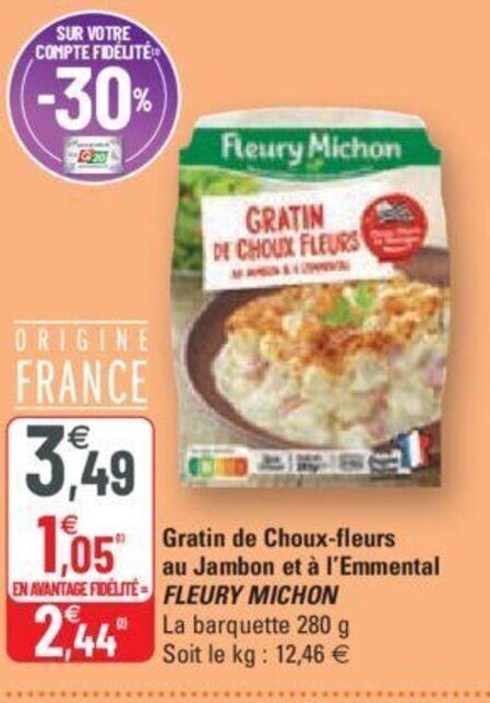 Promo Gratin De Choux Fleurs Au Jambon Et A L Emmental Fleury Michon