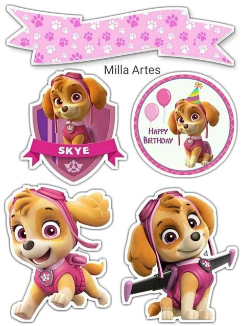 Skye Of Paw Patrol Free Printable Cake Toppers Oh My Fiesta In 54b Manualidades Hojas