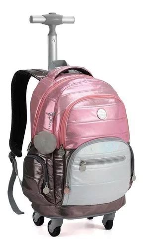 Mochila De Rodinha 19 Metalizada Rosa Mr40444 Seanite Parcelamento