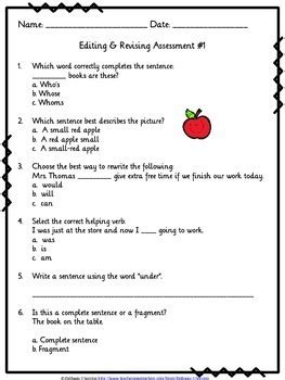 Free Revising And Editing Practice 4th Grade