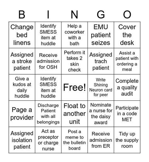 Healthcare Week Bingo Card