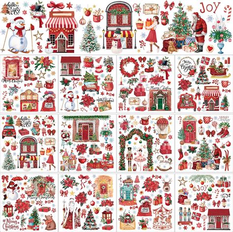 Amazon 12 Sheets Christmas Rub On Transfers For Crafts And