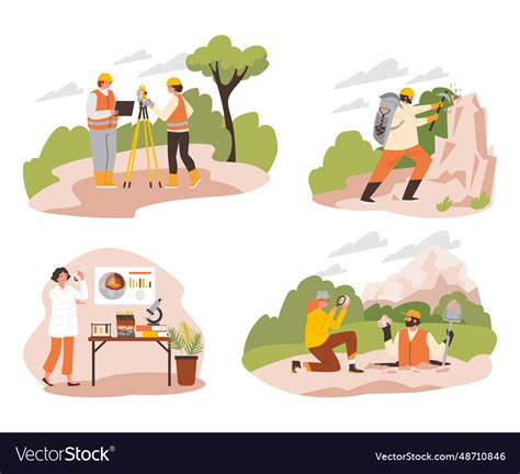 Set geologist and technical equipment Royalty Free Vector