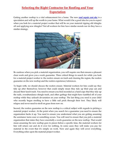 Selecting The Right Contractor For Roofing And Your Expectation By Fred Lydick Issuu