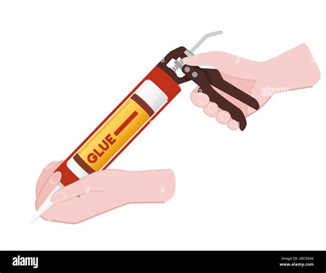 Industrial Glue Gun Vector Illustration Isolated On White Background