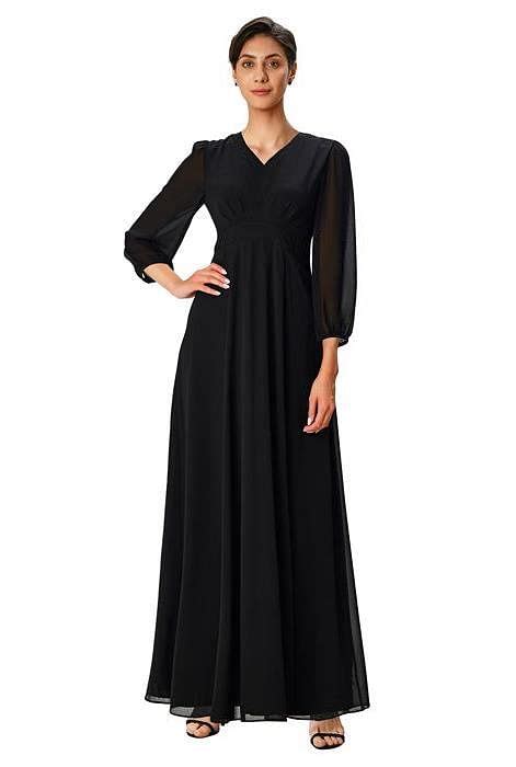 Shop Sheer Chiffon Empire Maxi Dress Eshakti