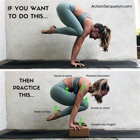 A Woman Doing Yoga Poses In Front Of A Wall With The Words If You Want