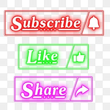 Like Share Subscribe PNG Transparent Neon Subscribe Like And Share