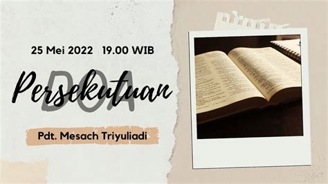 Persekutuan Doa Rabu 25 Mei 2022 YouTube