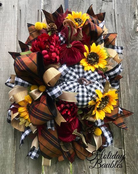 Fall Swag Fall Wreath Buffalo Plaid Fall Wreath Autumn Etsy Fall