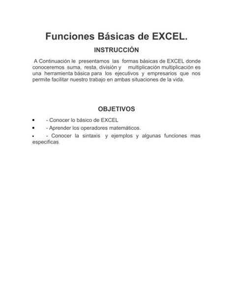 Funciones B Sicas De EXCEL