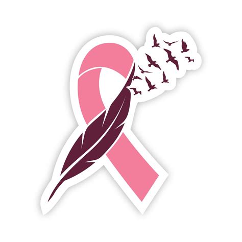 Pink Ribbon With Feather Breast Cancer Awareness Signway And Electrical