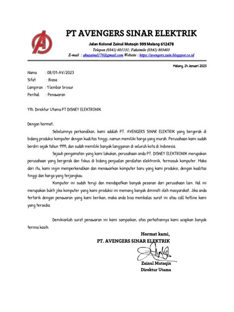 Surat Negosiasi Penawaran Pdf