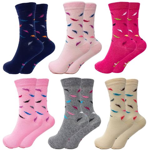 Luxury Combed Cotton Crew Socks For Women Colorful 6 Pairs Size 9 11 Ebay