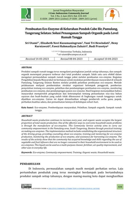 Pdf Pembuatan Eco Enzyme Di Kelurahan Pondok Cabe Ilir Pamulang