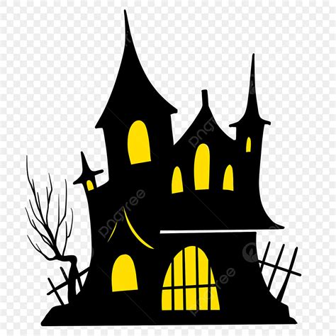 Spooky Halloween Castle Silhouette Transparent Background, Vector ...