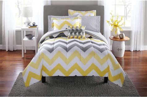 Best Yellow Grey Chevron Bed In A Bag Bedding Comforter Set The Best Home