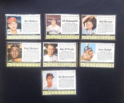 Lot Of 7 1961 Post Cereal MLB Baseball Card Hand Cut 54 78 97 122 152