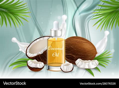 Natural Coconut Oil Poster Banner Template Vector Image