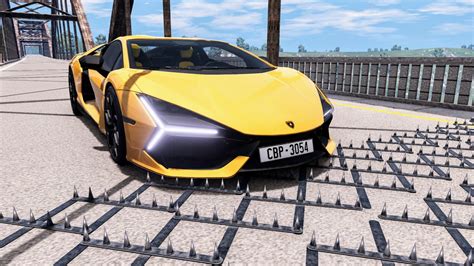 Massive Spike Strip Pileup Car Crashes 106 BeamNG Drive