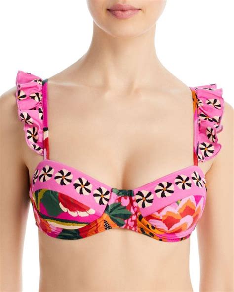 Farm Rio Leopard Forest Print Underwire Bikini Top In Red Lyst