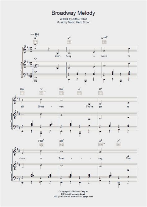 Broadway Melody Piano Sheet Music | OnlinePianist