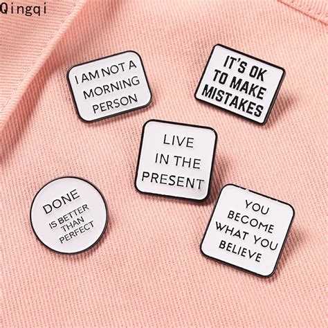 Creative Motivational Quotes Enamel Pins Live Life Happy Brooches Badge