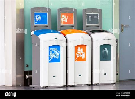 Rubbish Bins For Different Garbage Plastic Empty Bottles Newspaper