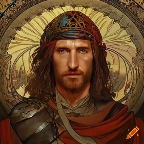 Historical Painting Of Scottish Hero William Wallace By Mucha On Craiyon