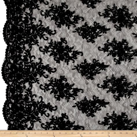 Telio Veronica Lace Embroidery Black Fabric By The Yard