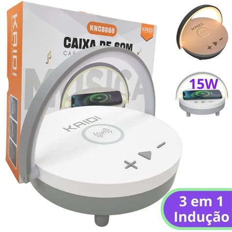 Caixa de Som Carregador por Indução 15W Led Kaidi KNC 8860 Kaidi