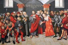 Lucas Cranach El Joven Taller Cristo Y La Mujer Adultera Jesus Painting