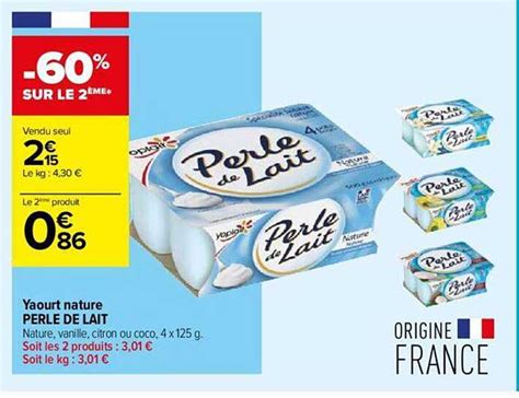 Promo Yaourt Nature Perle De Lait Chez Carrefour Contact ICatalogue Fr