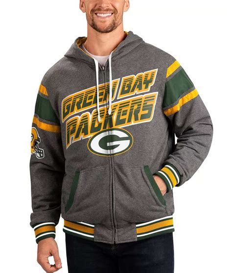 Full Zip Fleece Extreme Green Bay Packers Gray Hoodie