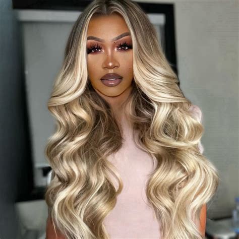 Amazon FENJUN HAIR Highlight Ombre Ash Blonde Lace Front Wigs