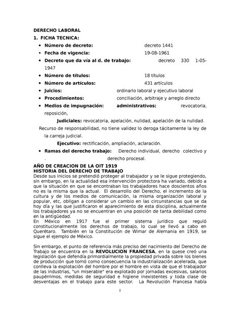 Derecho Laboral ESPERO LES SIRVa USAC Studocu