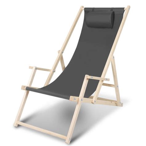 Chaise Longue Pliante En Bois Chaise De Plage Chilienne Gris Avec Mains