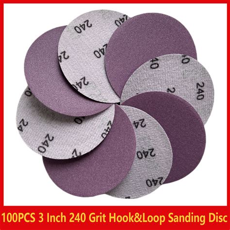 100pcs 3 Inch Sanding Discs 240 Grit Hook And Loop Sandpaper Orbital