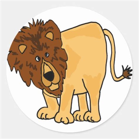 Funny Lion Cartoon Classic Round Sticker | Zazzle