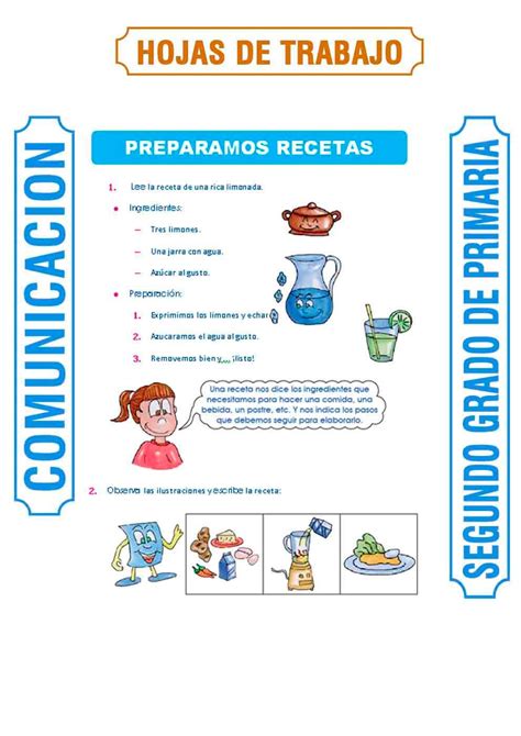 La Receta Para Segundo Grado De Primaria Bonito Para Imprimir