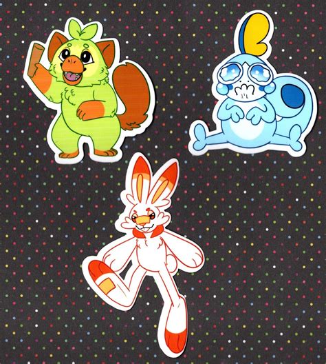 Gen 8 Pokemon Starter Stickers Holographic Shiny Alts - Etsy