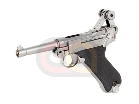 We Tech Full Metal Luger P08 4 Inch Silver Gbb Pistol Sv Asiaairsoft