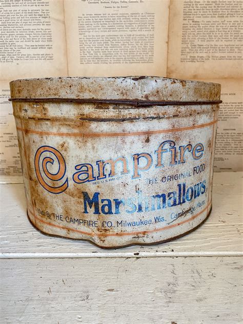 Antique Campfire Marshmallows Tin Vintage Decor Antique Etsy Uk