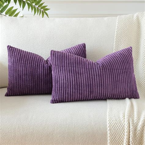 JOTOM Set Of 2 Soft Corduroy Striped Cushion Covers 30x50 Cm Boho