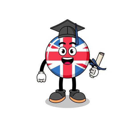 united kingdom flag mascot  graduation pose  vector art
