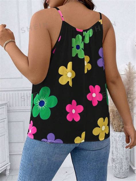 Shein Ezwear Plus Size Floral Print Camisole Top Shein Usa