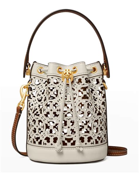 Tory Burch Mini T Monogram Laser Cut Bucket Bag Neiman Marcus