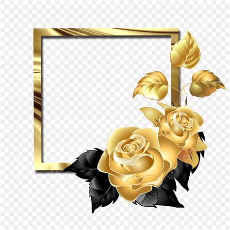 Gold Flower Border Design Png | Best Flower Site