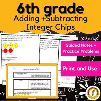 Th Grade Math Adding Subtracting Integers Guided Notes W Practice