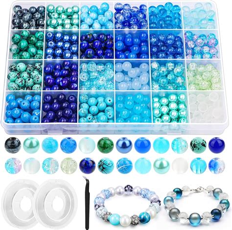 Amazon Pcs Glass Beads For Jewelry Making Mm Colors Bead